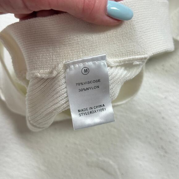 Fashion Nova White Rib Knit Crop Tank Bralette, Size Medium - Picture 5 of 6